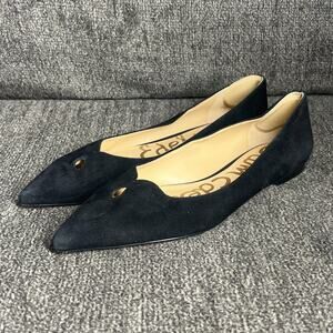 Sam Edelman Ruby Suede Ballet Flats Womens 9 Black Keyhole Pointed Toe Classic